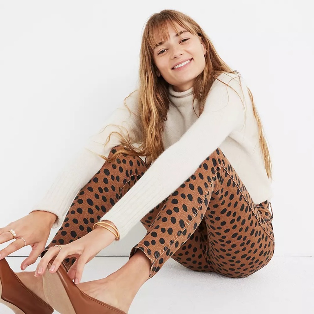 Madewell 10" High-Rise Skinny Jeans in Leopard Dot